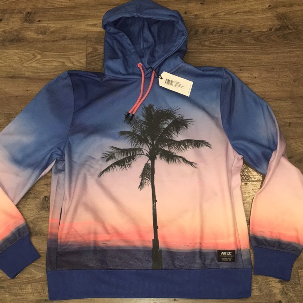 WESC Stockholm Sweden Mike Lone Palm Tree Hoodie hooded sweatshirt jacket unisex